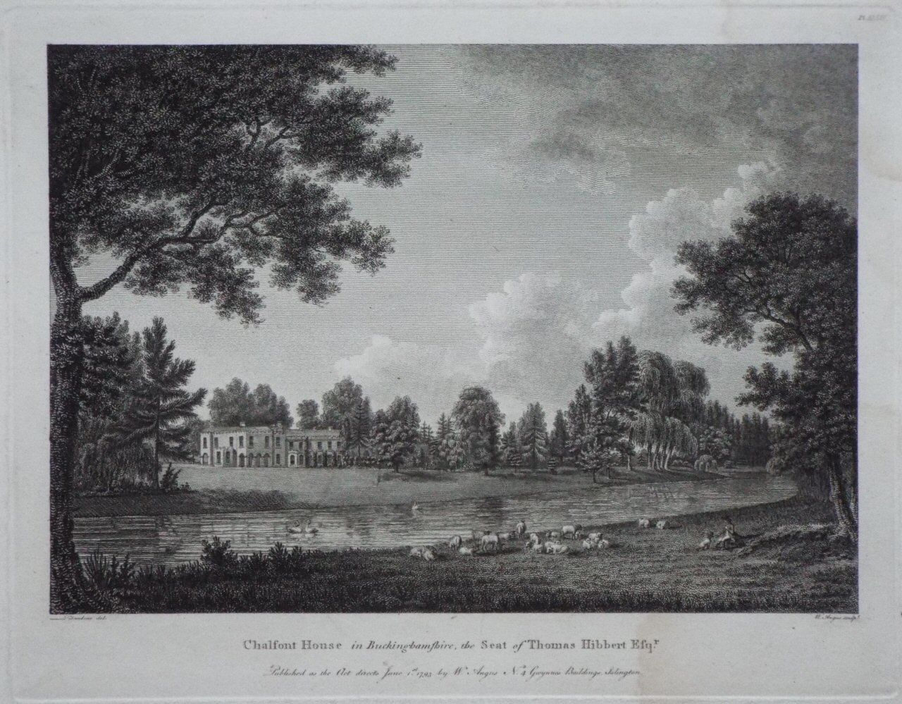 Print - Chalfont House in Buckinghamshire, the Seat of Thoms Hibbert Esqr. - Angus